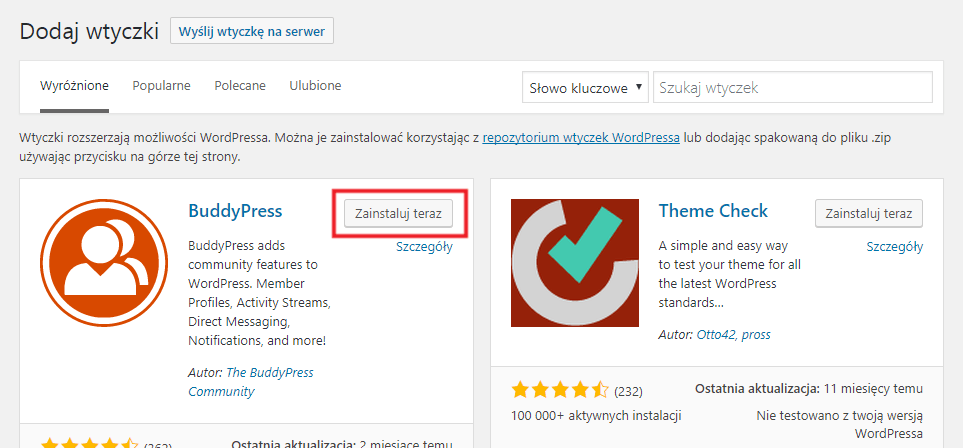 dodawanie wtyczki do wordpressa